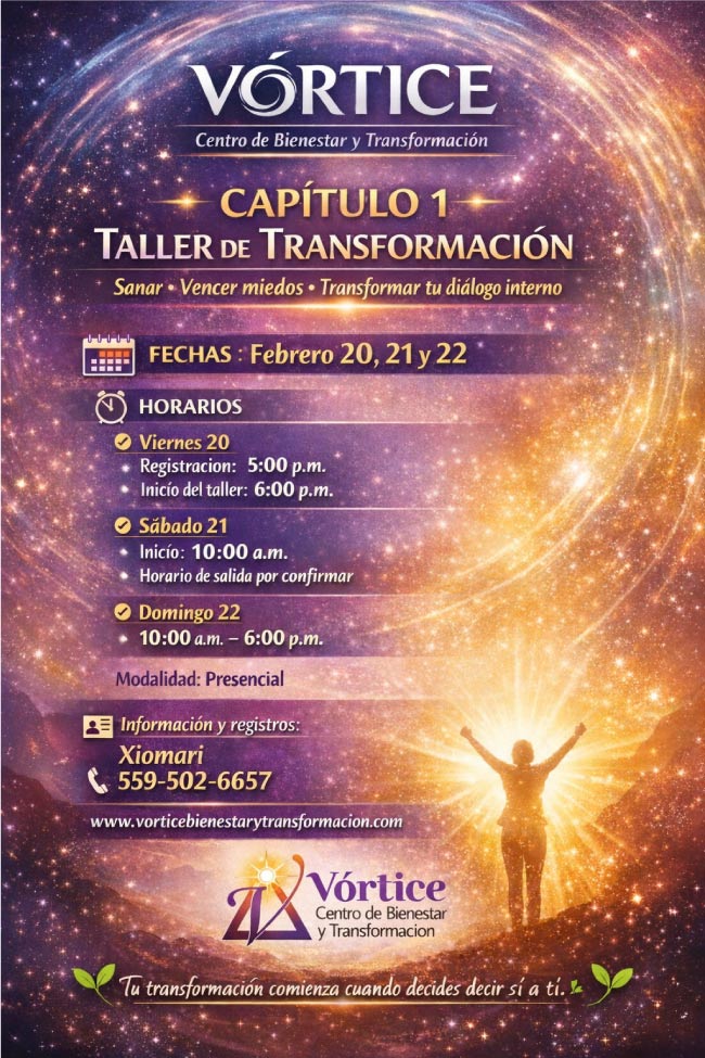 flyer de un evento en visalia para la transformacion personal a traves del coaching